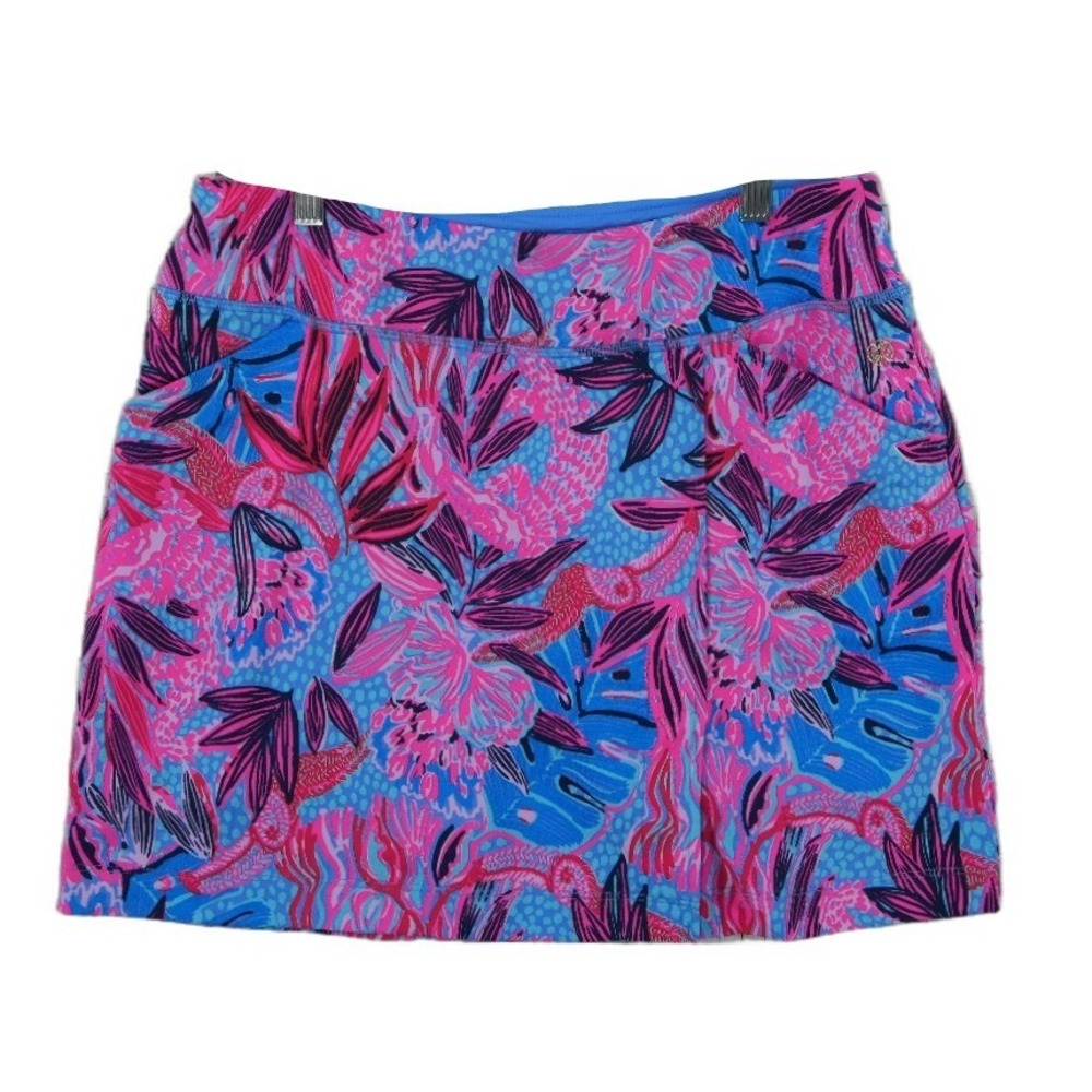 Lilly Pulitzer Luxletic Skort Women's Size Medium Blue Pink Floral Tropical Golf